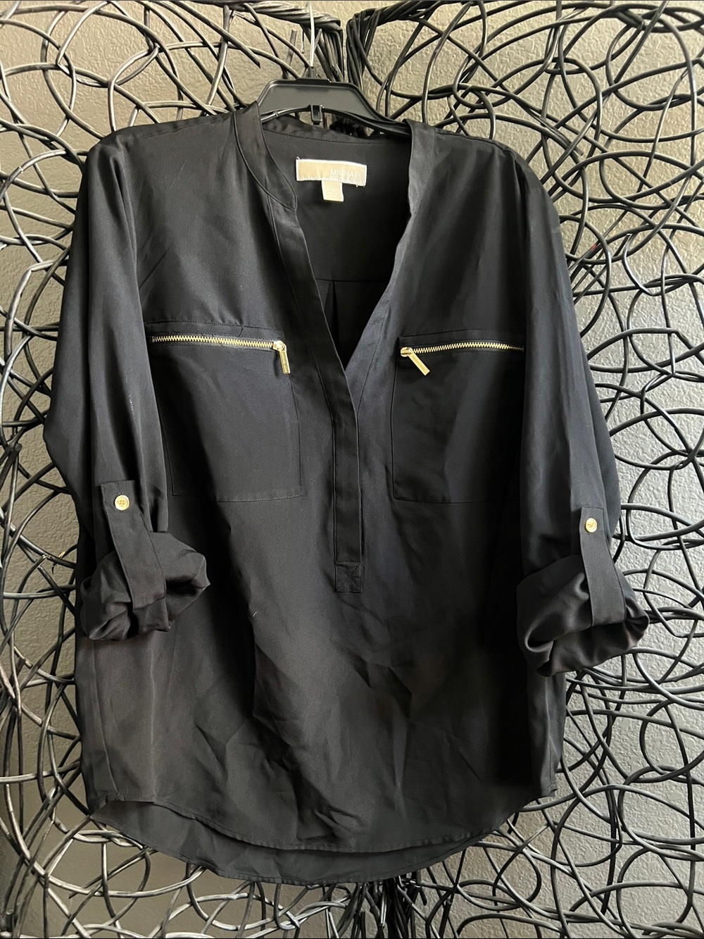 Michael Kors Black Lightweight Zip-Pocket Shirt Jacket